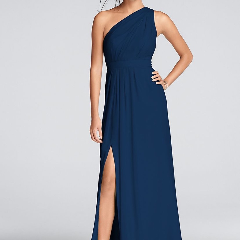 Navy one shoulder dress